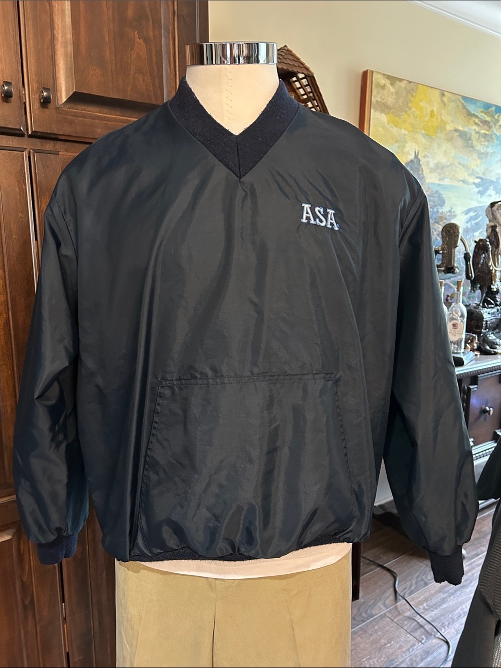 ASA Amateur Softball Association Sz XXL Navy Pullover Windbreaker
